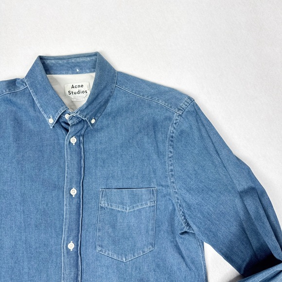 Acne Studios Isherwood Classic Fit Denim Button Down Shirt Mens M Size 48 Blue - Picture 5 of 8
